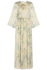 Melissa Cream Floral Print Maxi Dress with Embellished Detailing